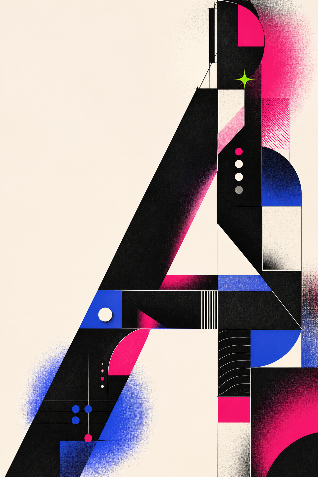 Composição geométrica abstrata em forma da letra A
